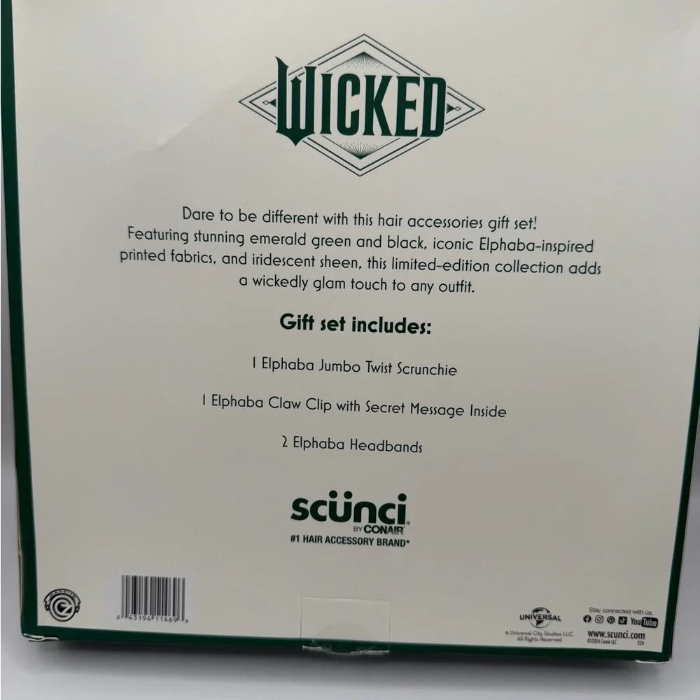 Scunci Wicked 4 piece Hair Accessory Set Elphaba NiB